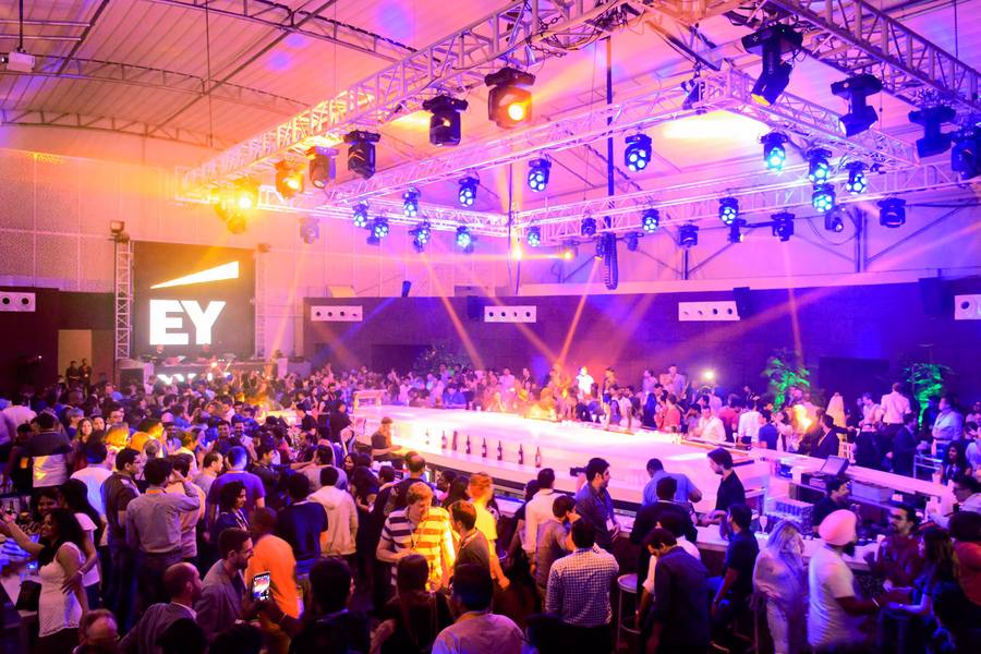 Gala dinner stage and crowd
